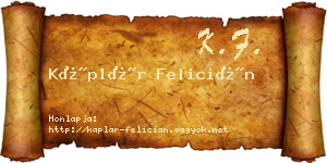 Káplár Felicián névjegykártya